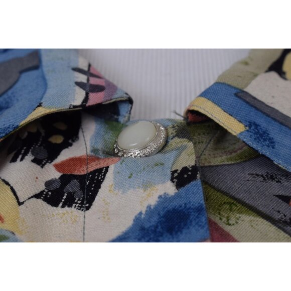 Vintage 90s Rayon Floral Botanical Print Blouse | size S - Picture 8 of 10